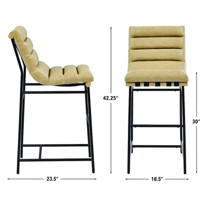 Nicco Sand Vegan Leather 30" Bar Stool with Black Iron Base