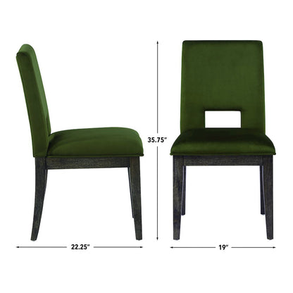 Evan 5-Piece 78-96-inch Table Set with Green Velvet Chairs