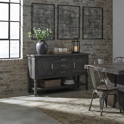 Mango and Acacia Wood Buffet Cabinet, Sideboard with Storage Credenza, Brown