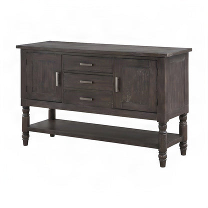 Mango and Acacia Wood Buffet Cabinet, Sideboard with Storage Credenza, Brown