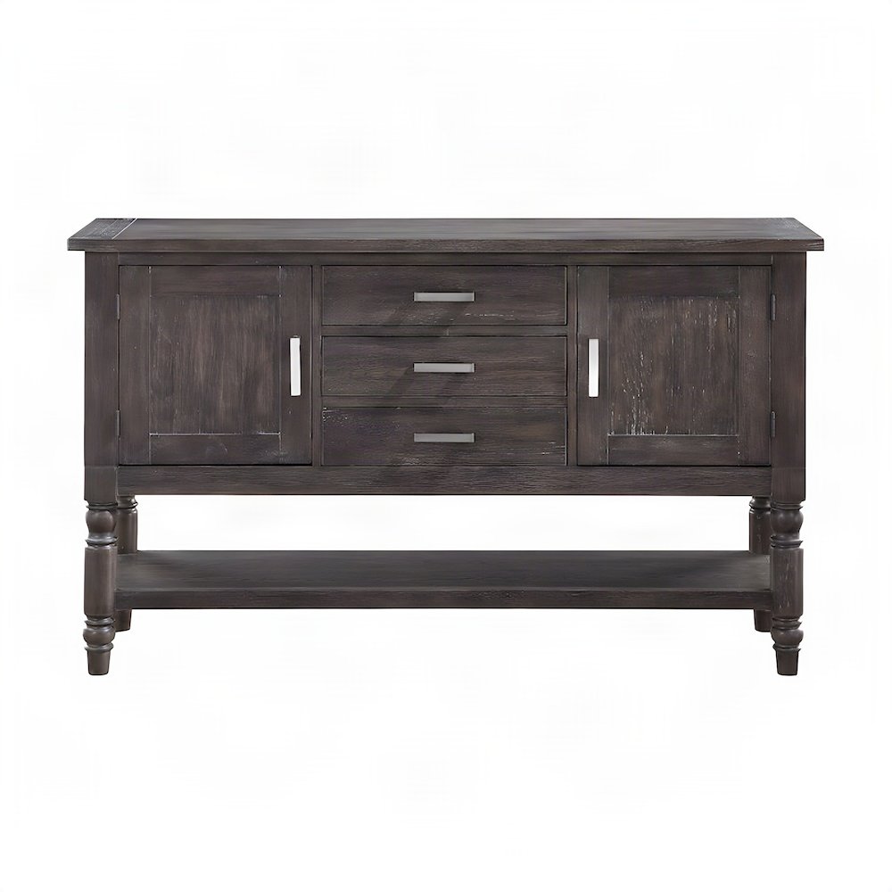 Mango and Acacia Wood Buffet Cabinet, Sideboard with Storage Credenza, Brown