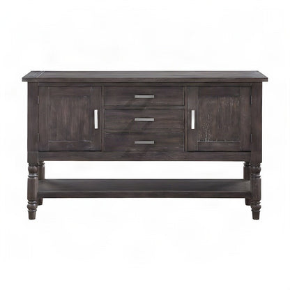 Mango and Acacia Wood Buffet Cabinet, Sideboard with Storage Credenza, Brown
