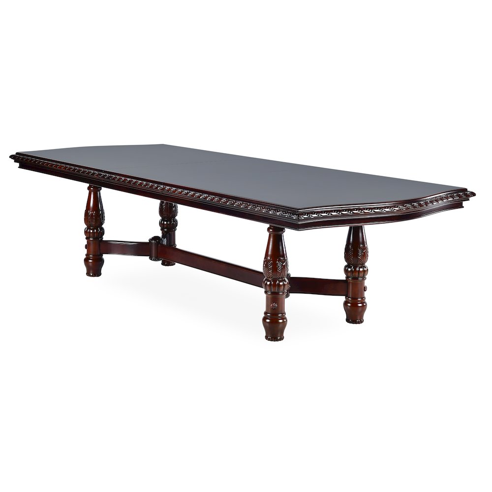 Poplar Extendable Rectangle Dining and Kitchen Table with Pedestal Base, Brown