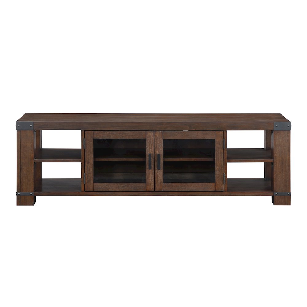 Wood Veneer and Iron Farmhouse TV Stand, Entertainment Center, Brown