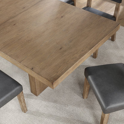 Aubrey 7-Piece 78-96" Dining Table Set with 6 Upholstered Parsons Chairs, Brown