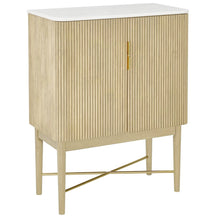 Vida Marble Top WIne Cabinet, Blonde Finish