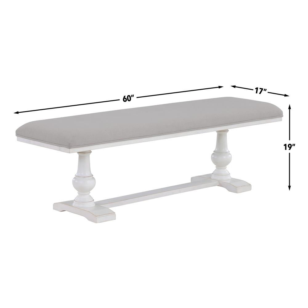 Warren 60" Upholstered Bench, White