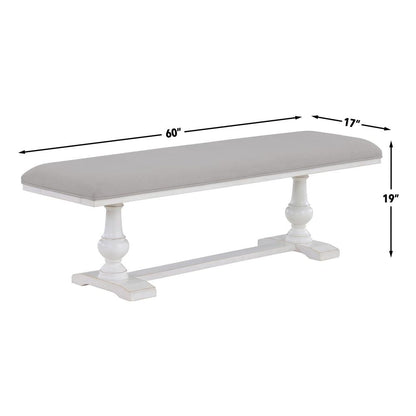 Warren 60" Upholstered Bench, White