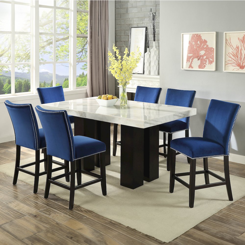 Camila 5PC Rectangle Counter Set Blue Chair