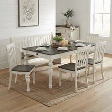 Acacia and Mango Wood Farmhouse Kitchen Dining Table 6 Piece Set, White