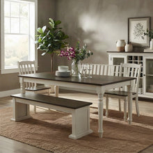 Farmhouse Wood Dining Bench with Backrest for Entryway or Kitchen Table, White