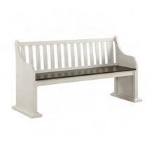 Farmhouse Wood Dining Bench with Backrest for Entryway or Kitchen Table, White