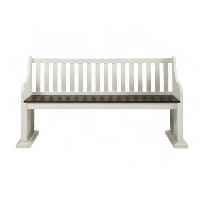 Farmhouse Wood Dining Bench with Backrest for Entryway or Kitchen Table, White