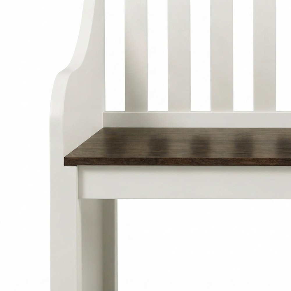Farmhouse Wood Dining Bench with Backrest for Entryway or Kitchen Table, White