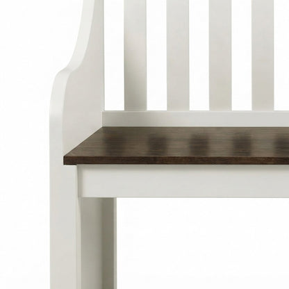 Farmhouse Wood Dining Bench with Backrest for Entryway or Kitchen Table, White