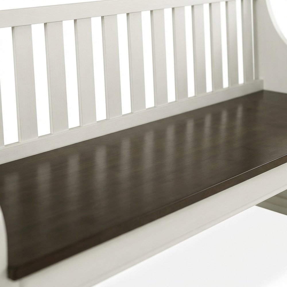 Farmhouse Wood Dining Bench with Backrest for Entryway or Kitchen Table, White