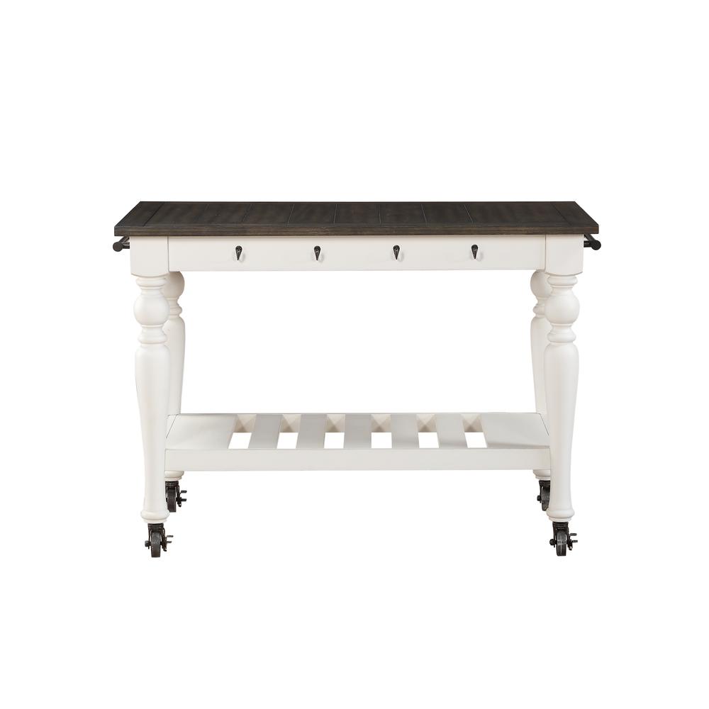 Kitchen Cart, Two-tone ivory and dark oak finish