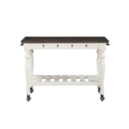 Kitchen Cart, Two-tone ivory and dark oak finish