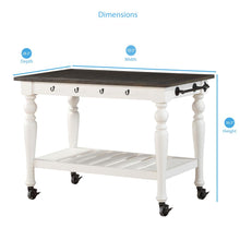 Kitchen Cart, Two-tone ivory and dark oak finish