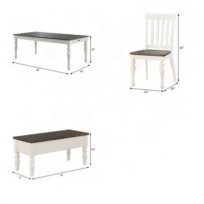 Acacia Veneer Dining Table with Chairs, Two-Tone 6 Piece Set