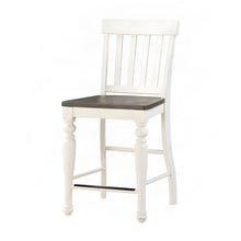 Two-Tone Acacia and Mango Wood Counter Bar Stool with Back, Kitchen Chair, White