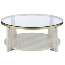 Wanda 42″ Round Glass Top Coffee Table with Casters