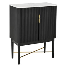 Vida Marble Top WIne Cabinet, Black Finish