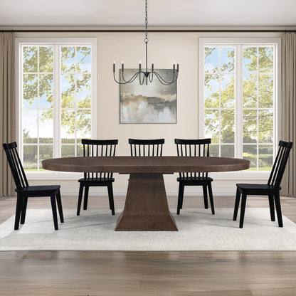 Vaughn Coffee 7-Piece 60-96" Dining Set, 6 Vaughn Black Side Chairs