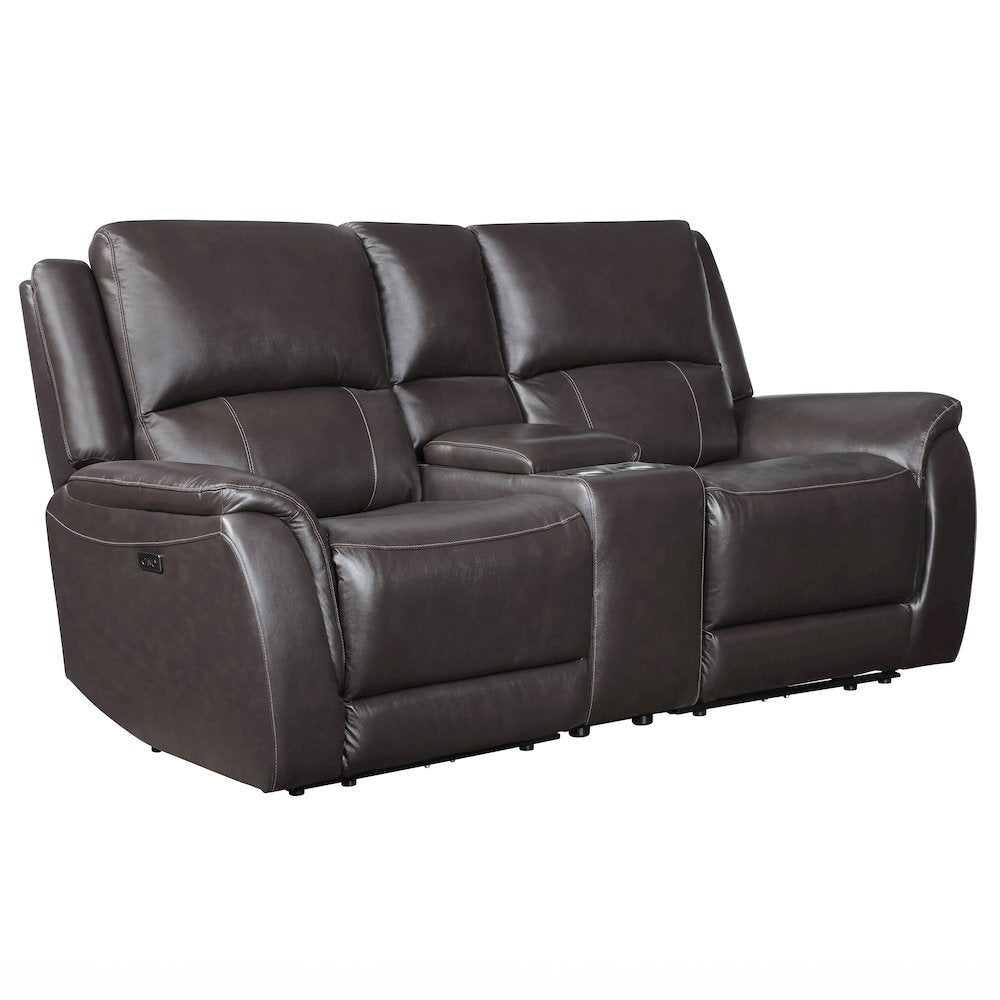 Alexandria Power Leather Reclining Conso