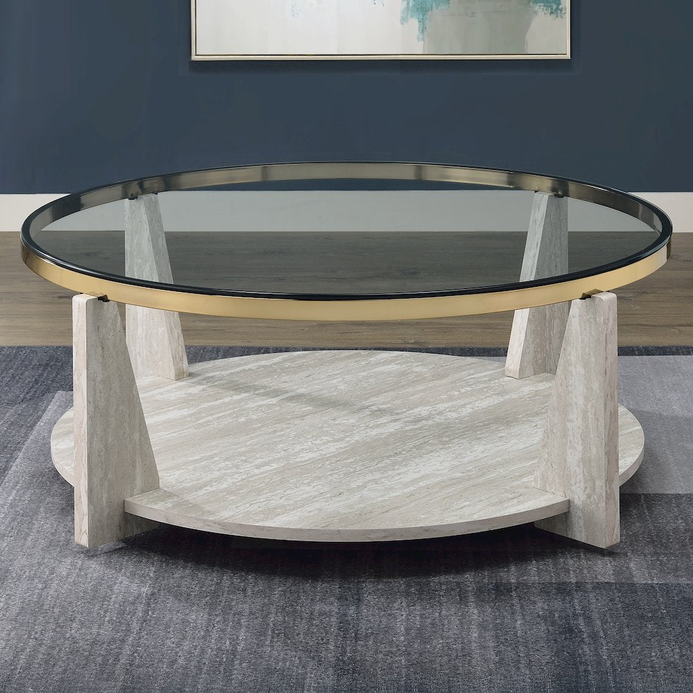 Wanda 3-Piece Glass Top Table Set with Castered Coffee Table