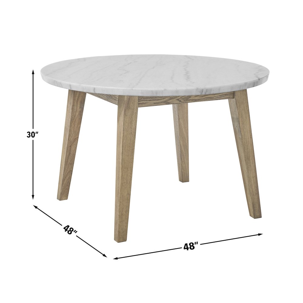 Vida 5-Piece 48" Round White Marble Dining Set