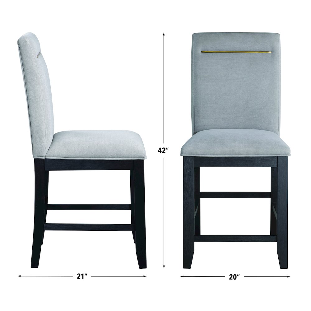 Yves Black Counter Table With 8 Grey Counter Chairs