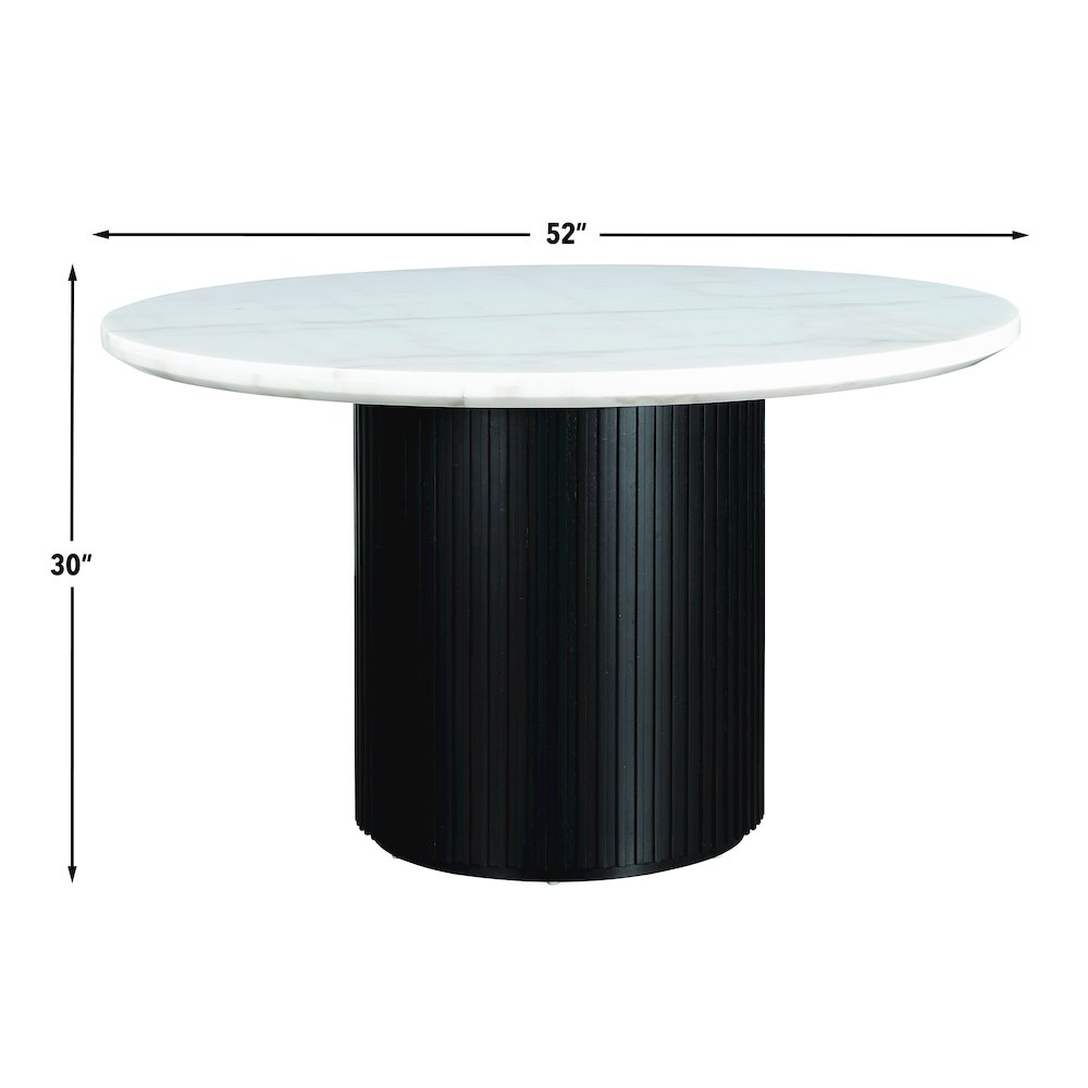 Colvin 5-Piece 52" Round White Marble Dining Set, Black
