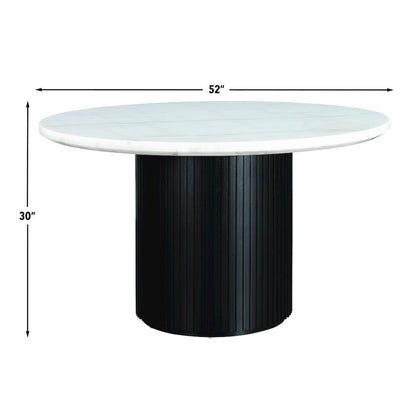 Colvin 5-Piece 52" Round White Marble Dining Set, Black