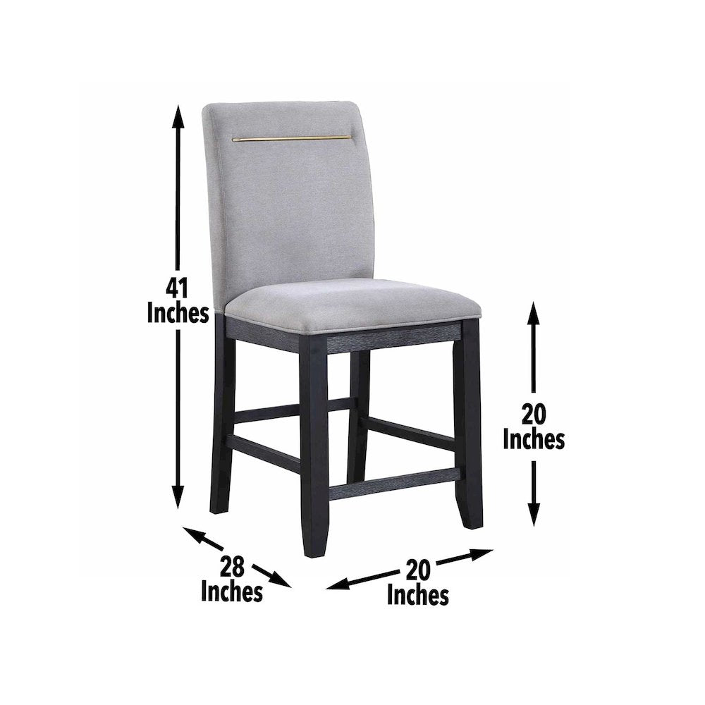 Yves Black Counter Table With Storage  Bench and 4 Grey Counter Chairs