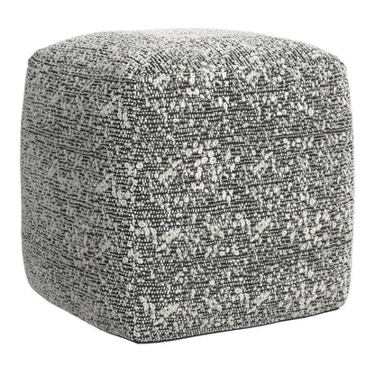Nahara Boucle Black Woven Square Pouf