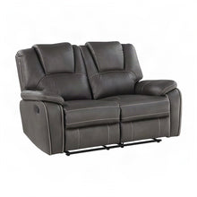 Faux Leather Manual Dual Recliner Loveseat Sofa, Small Love Seat Couch, Gray