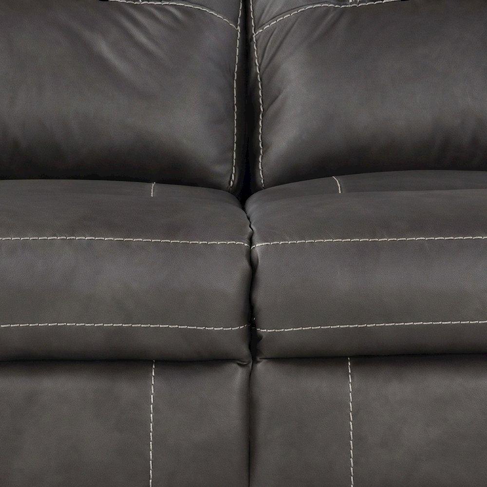 Faux Leather Manual Dual Recliner Loveseat Sofa, Small Love Seat Couch, Gray
