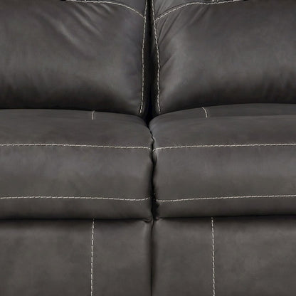 Faux Leather Manual Dual Recliner Loveseat Sofa, Small Love Seat Couch, Gray