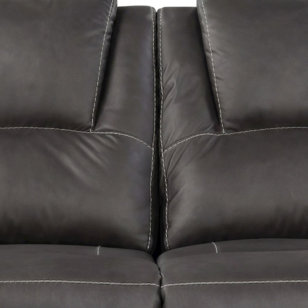 Faux Leather Manual Dual Recliner Loveseat Sofa, Small Love Seat Couch, Gray
