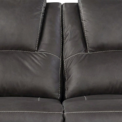 Faux Leather Manual Dual Recliner Loveseat Sofa, Small Love Seat Couch, Gray