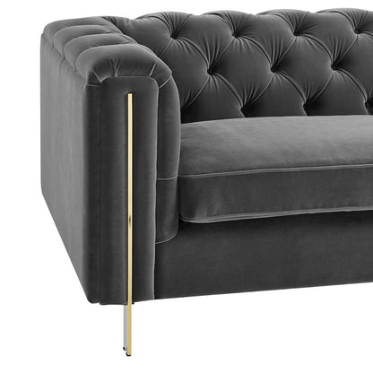 Charlene Gray Velvet Sofa Love