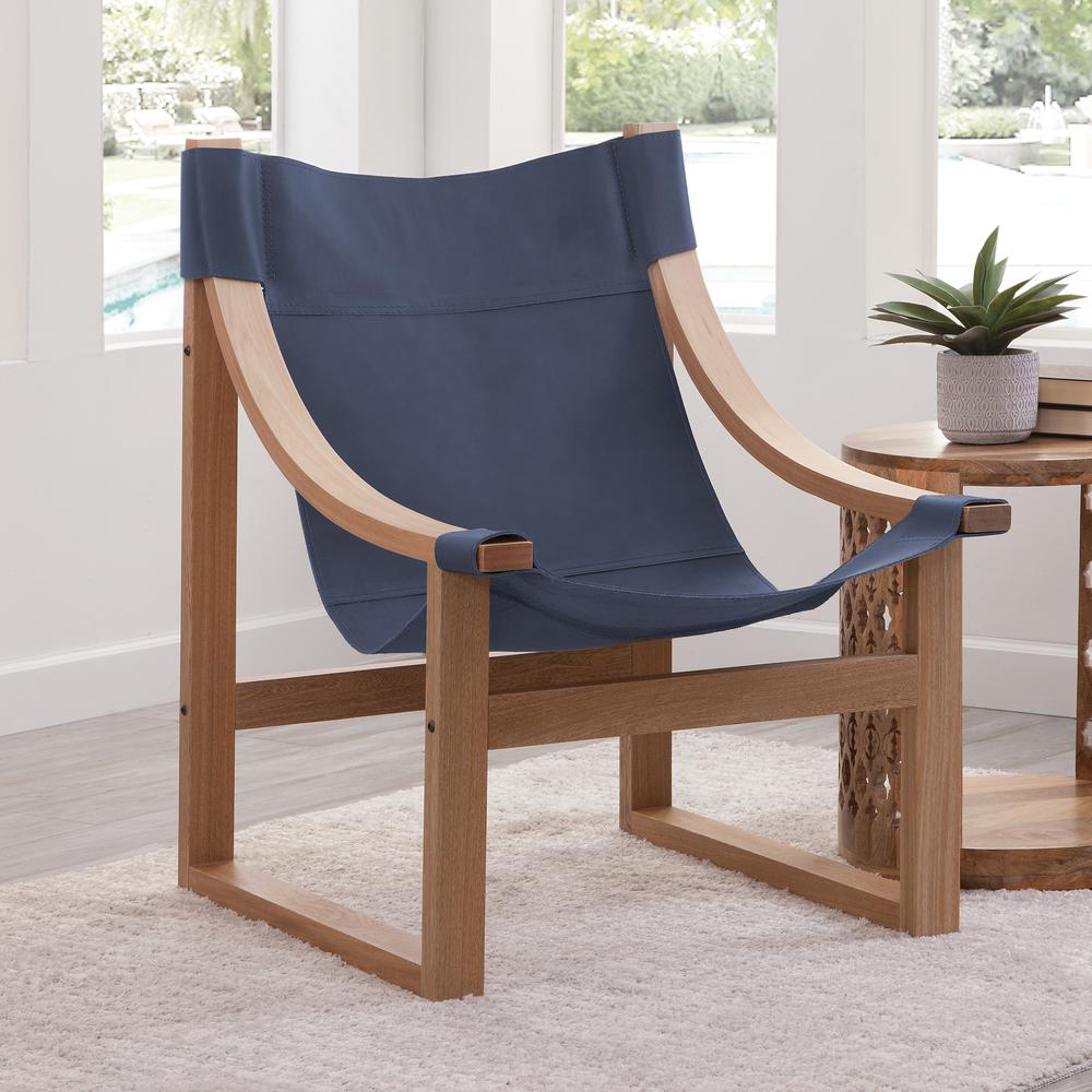 Lima Cobalt Leather Sling Chair