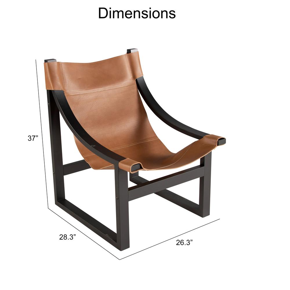 Lima Natural Leather Sling Chair/Black Frame