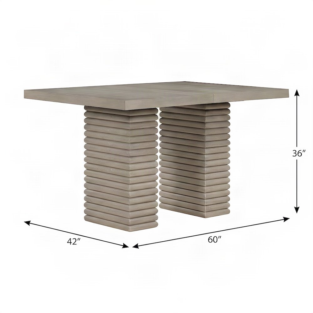 Extendable Rubberwood Counter Height Dining and Bar Table with Leaf, Gray