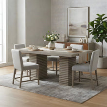 Extendable Rubberwood Counter Height Dining and Bar Table with Leaf, Gray