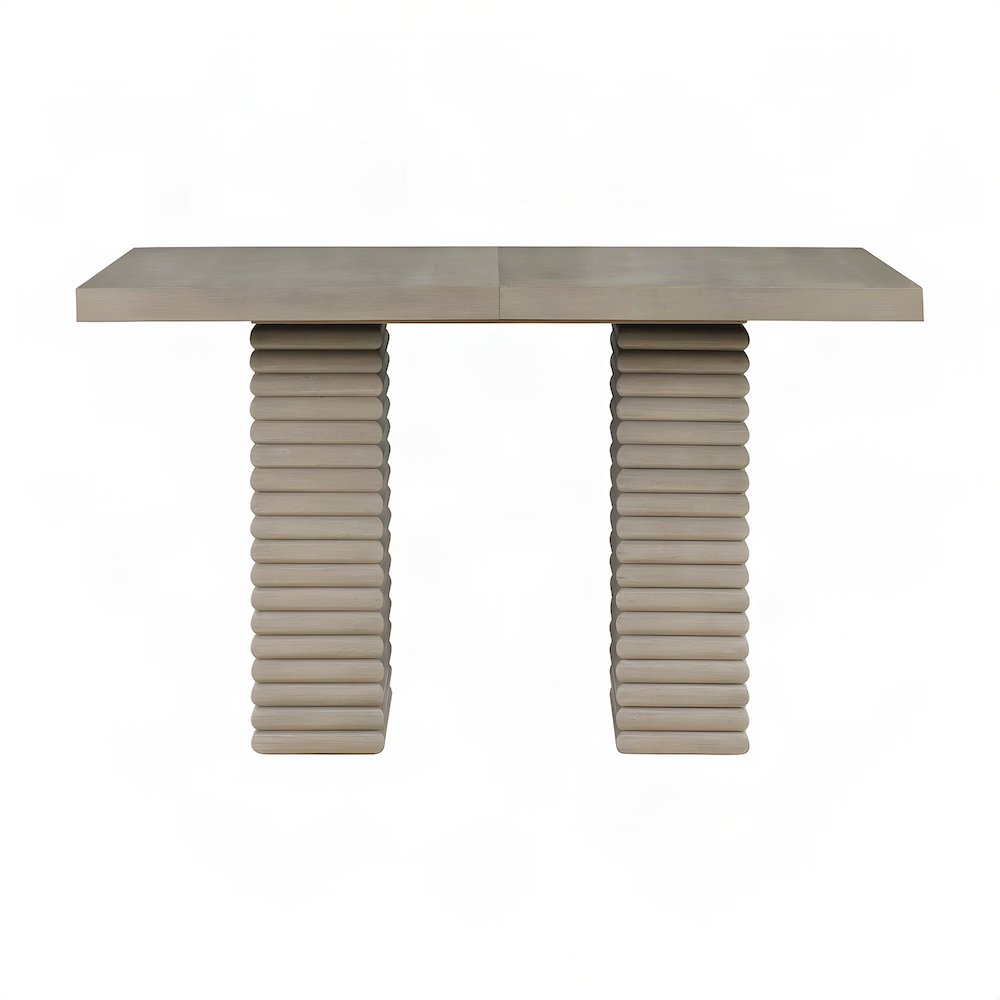 Extendable Rubberwood Counter Height Dining and Bar Table with Leaf, Gray