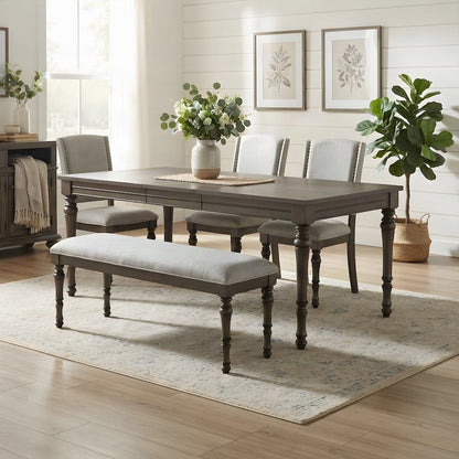 Rubberwood Modern Farmhouse Dining Bench and Entryway Wood Bench Seat, Brown