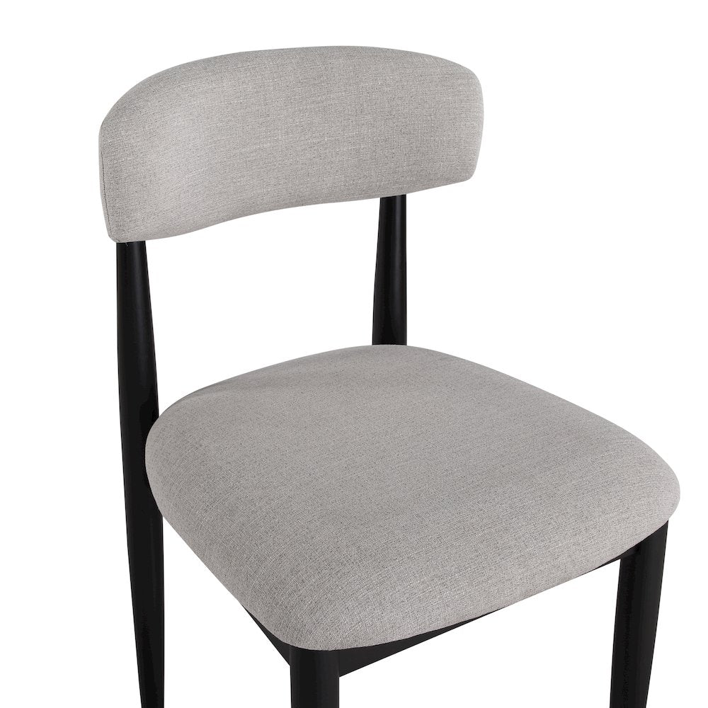 Magnolia 52-inch Round Dining Table & 4 Upholstered Side Chairs, Black Finish
