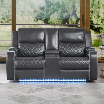 Luna Charcoal Power Console Loveseat